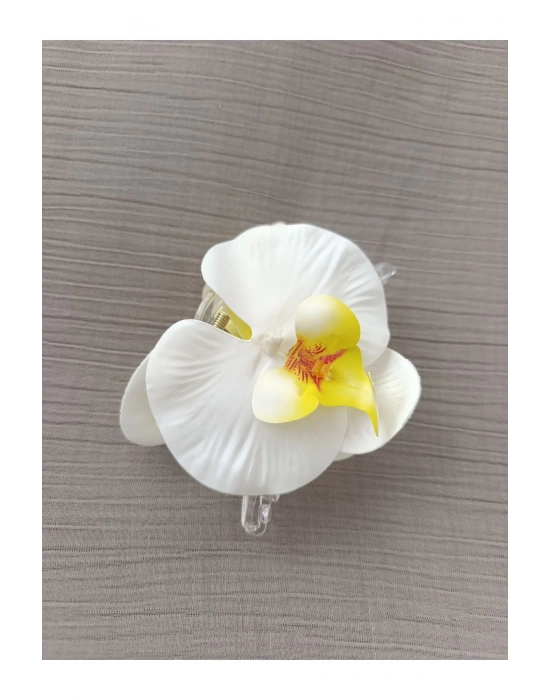 Vintage Aloha Orkide Çiçeği Süslü Zarif Yazlık Mandal Toka Orkide Mandal Toka 11 cm