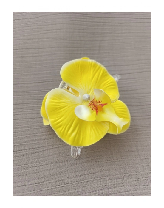 Vintage Aloha Orkide Çiçeği Süslü Zarif Yazlık Mandal Toka Orkide Mandal Toka 11 cm