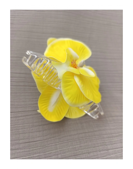 Vintage Aloha Orkide Çiçeği Süslü Zarif Yazlık Mandal Toka Orkide Mandal Toka 11 cm