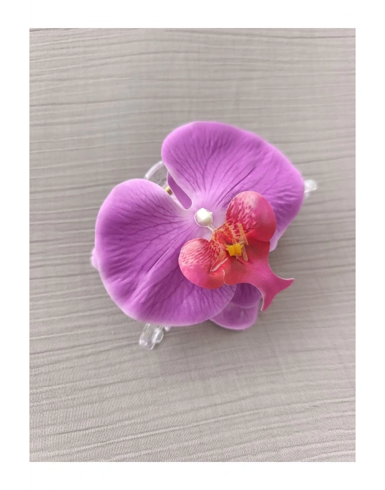 Vintage Aloha Orkide Çiçeği Süslü Zarif Yazlık Mandal Toka Orkide Mandal Toka 11 cm