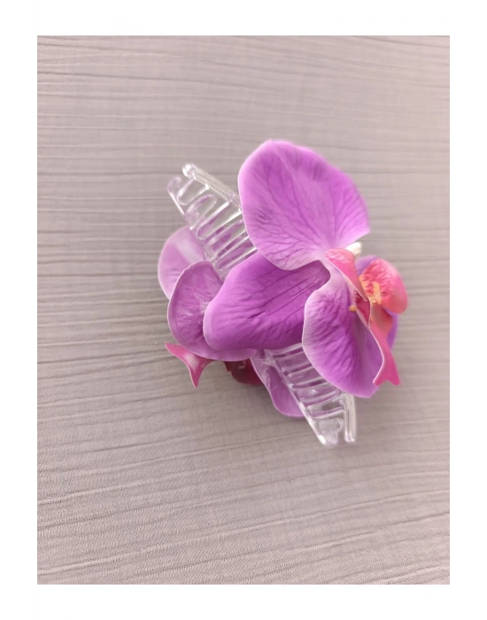 Vintage Aloha Orkide Çiçeği Süslü Zarif Yazlık Mandal Toka Orkide Mandal Toka 11 cm