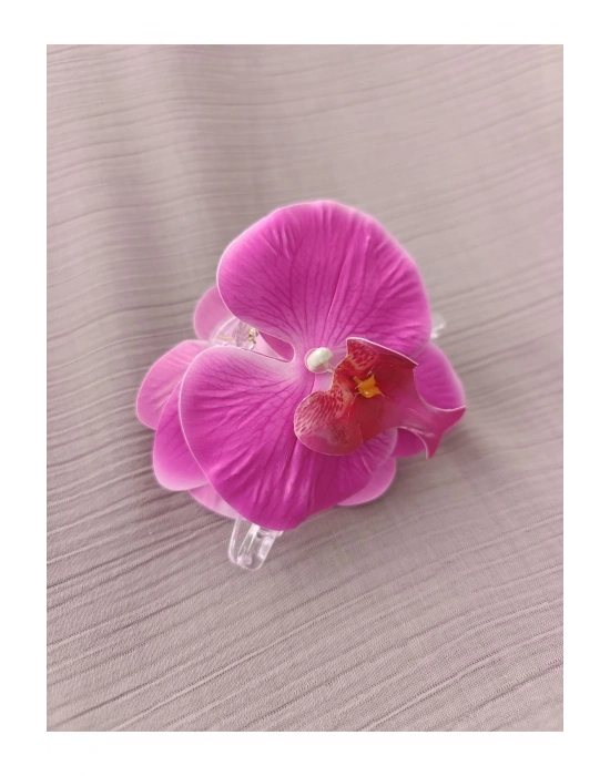 Vintage Aloha Orkide Çiçeği Süslü Zarif Yazlık Mandal Toka Orkide Mandal Toka 11 cm