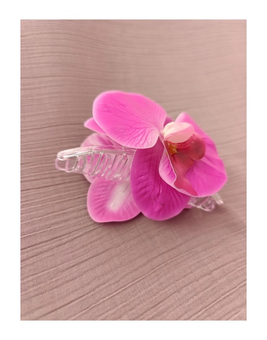 Vintage Aloha Orkide Çiçeği Süslü Zarif Yazlık Mandal Toka Orkide Mandal Toka 11 cm