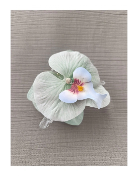 Vintage Aloha Orkide Çiçeği Süslü Zarif Yazlık Mandal Toka Orkide Mandal Toka 11 cm