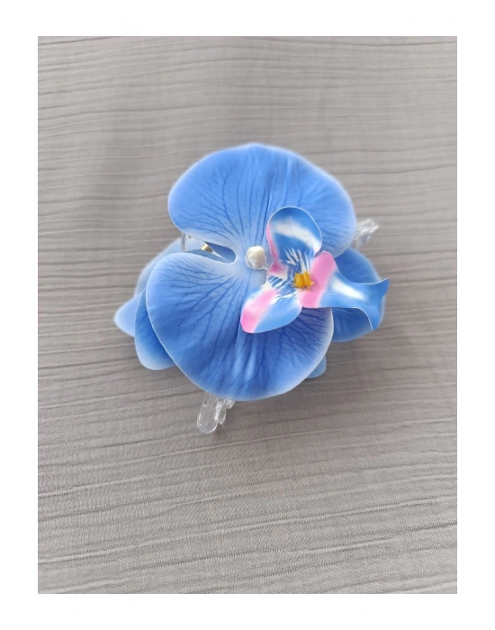 Vintage Aloha Orkide Çiçeği Süslü Zarif Yazlık Mandal Toka Orkide Mandal Toka 11 cm