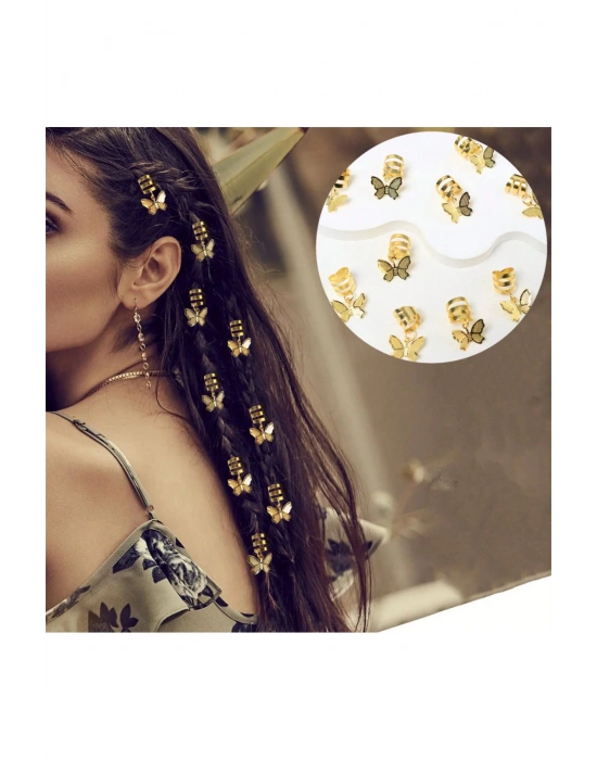 10 Adet Kelebek Model Metal Saç Küpesi Toka