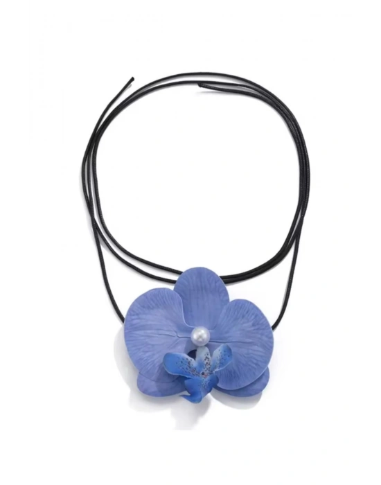 Vintage Orkide Choker Kolye Bağlamalı Orkide Kolye