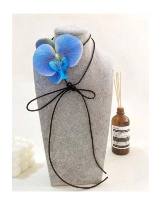 Vintage Orkide Choker Kolye Bağlamalı Orkide Kolye