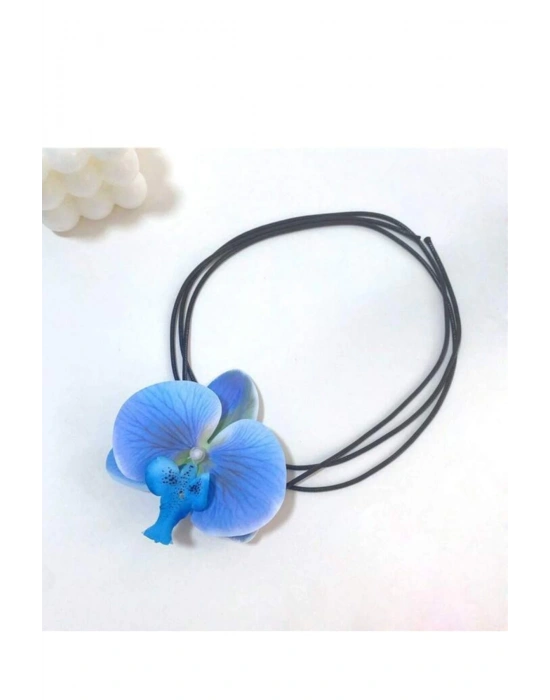 Vintage Orkide Choker Kolye Bağlamalı Orkide Kolye