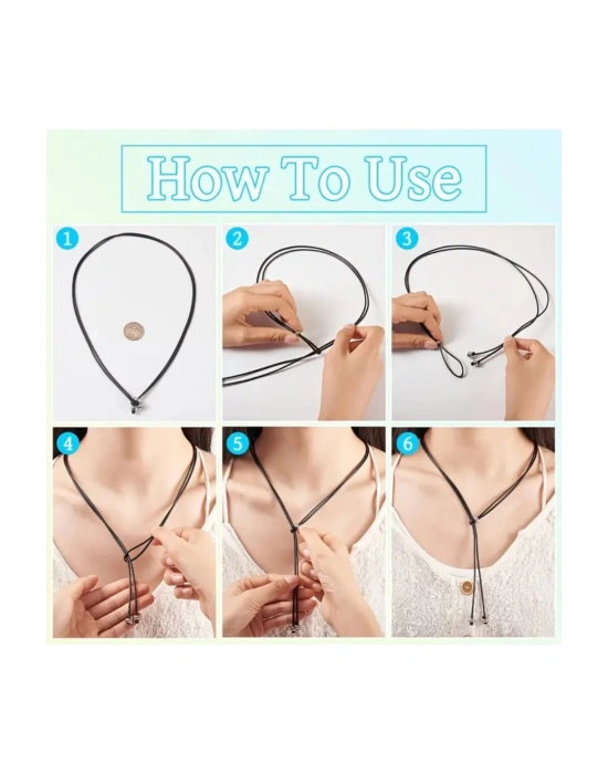 Gümüş Boncuklu Deri Kolye