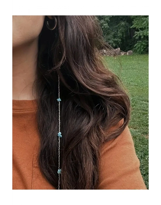 1 Adet Çıt Çıtlı Gümüş Boncuklu Saç Aksesuarı