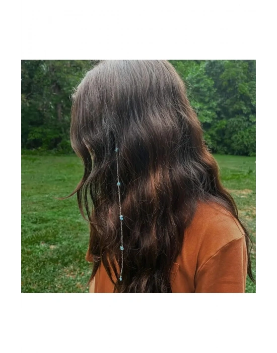 1 Adet Çıt Çıtlı Gümüş Boncuklu Saç Aksesuarı