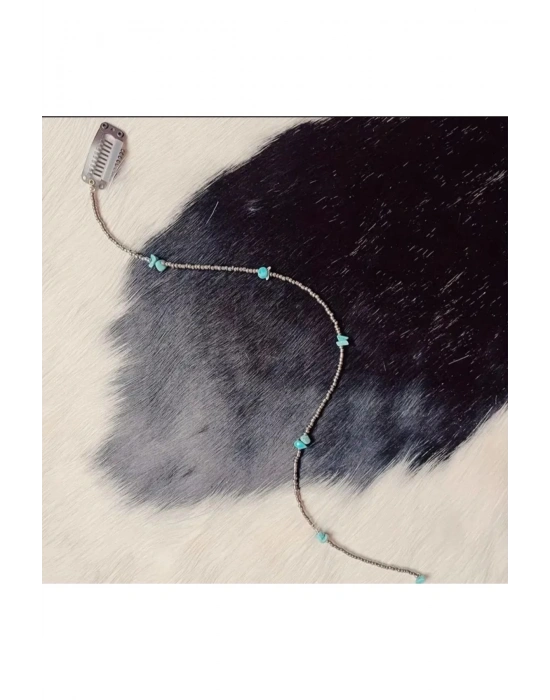 1 Adet Çıt Çıtlı Gümüş Boncuklu Saç Aksesuarı