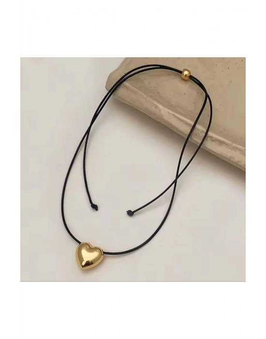 Deri İpli Balon Kalp Kolye