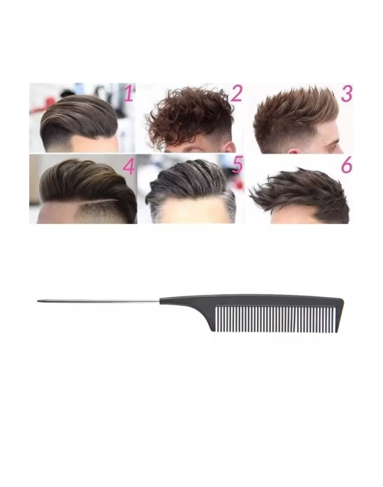 Metal Uçlu Krepe Tarağı Erkek Saç Ayırıcı Şekillendirici Şişli Krepe Tarak