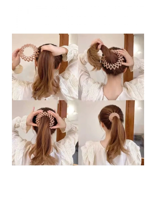 Vintage Siyah Renk Büzgülü Topuz Ve Atkuyruğu Bağlama Tokası