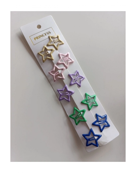 10 Adet 5 Çift Renkli Yıldız Çıtçıt Toka