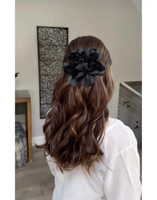 Vintage 15 cm Büyük Boy Kumaş Saten Gül Pens Toka