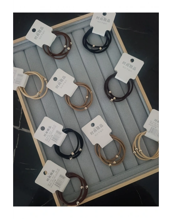 9 Adet Gold Boncuklu Lastik Toka