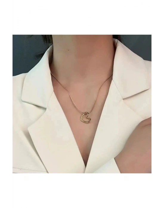 Çelik Paslanmaz Düğüm Model Kalp Kolye (Gold)