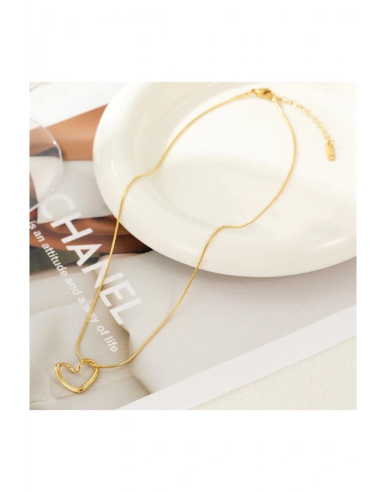 Çelik Paslanmaz Düğüm Model Kalp Kolye (Gold)