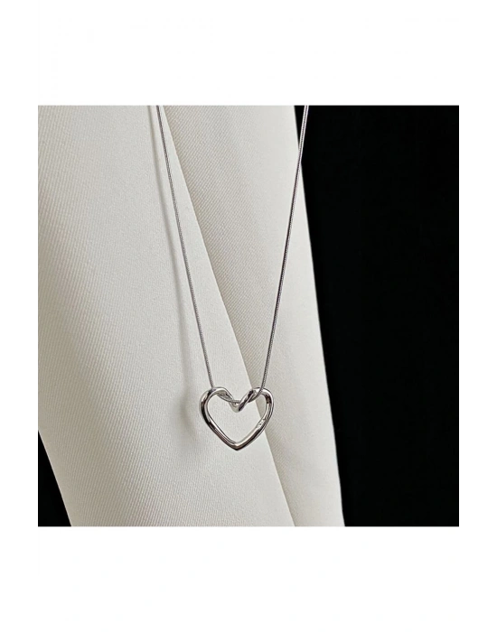 Çelik Paslanmaz Düğüm Model Kalp Kolye (Gümüş)