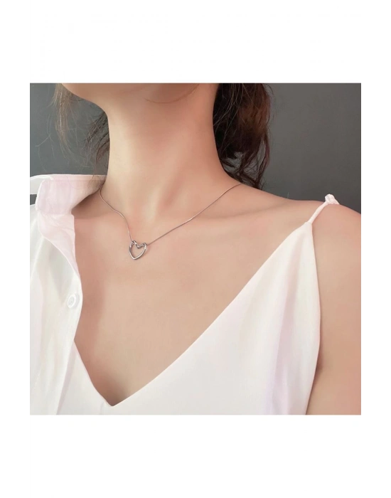 Çelik Paslanmaz Düğüm Model Kalp Kolye (Gümüş)