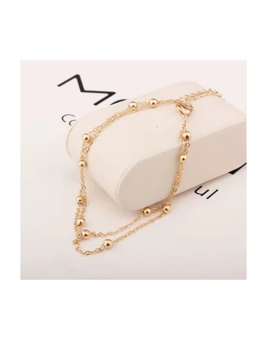 Çift Katlı Top Zincirli Halhal (Altın)