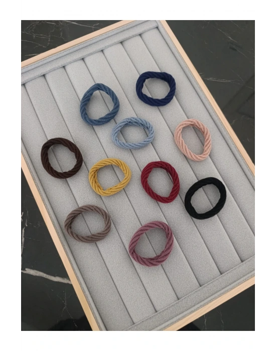 Farklı Renklerde 10 Adet Burgu Model Lastik Toka