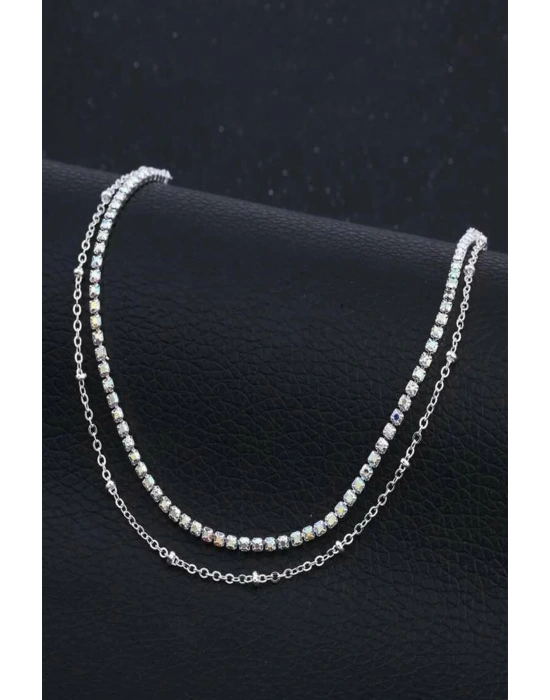 Gümüş Kristal Taşlı Halhal Seti (gümüş)