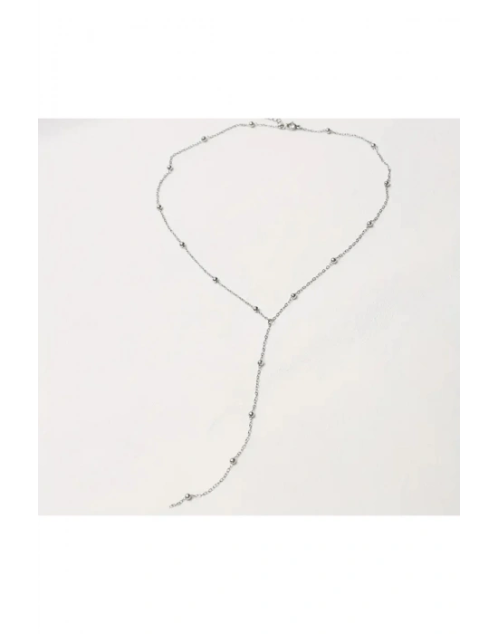 Gümüş Renk Çelik Y Kolye (Gümüş)