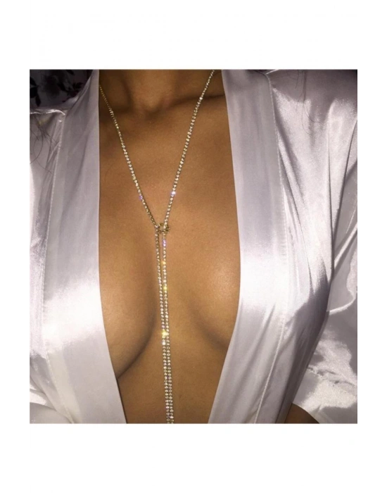 Gümüş Renk Kristal Taşlı Rhinestone Kolye (gümüş)