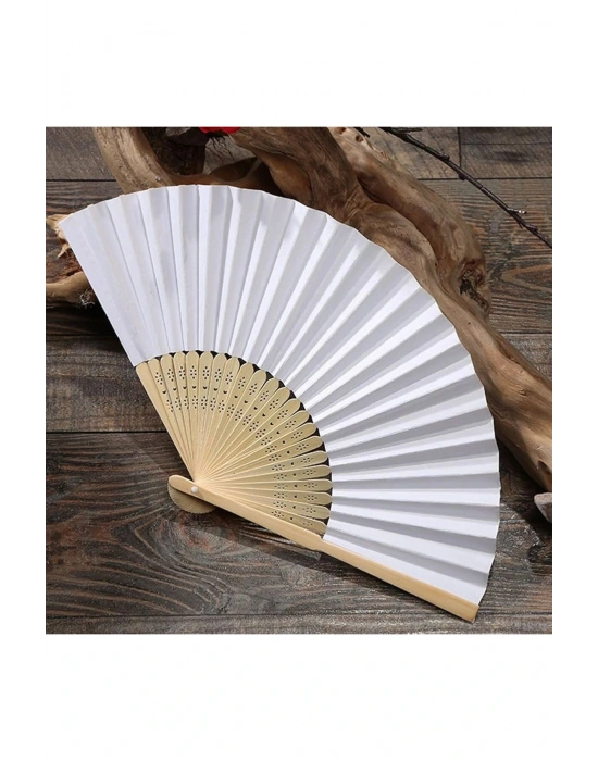 Kadın 1 Adet Düz Beyaz Renk Yelpaze Gelin Yelpazesi Nikah Yelpazesi Özel Gün Yelpazesi