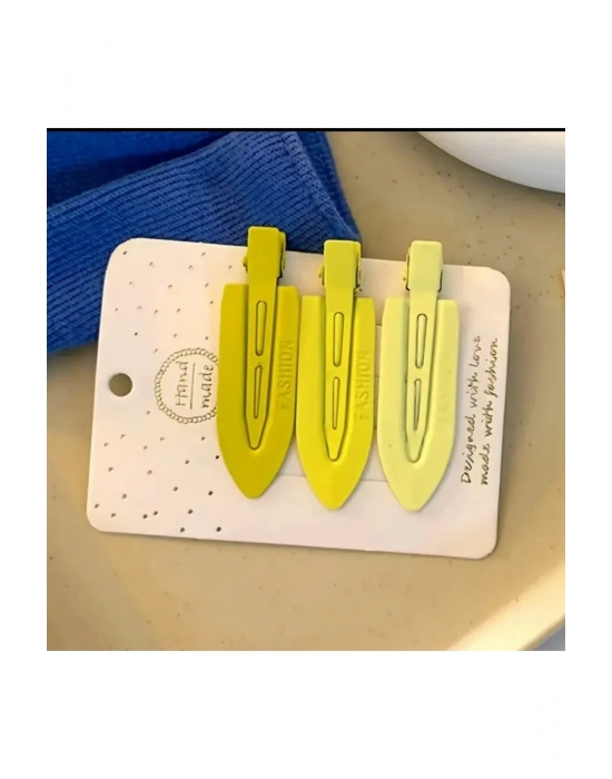 Kadın 3 Adet Renkli İz Yapmayan Saç Makyaj Cilt Bakımı Klips Toka Seti