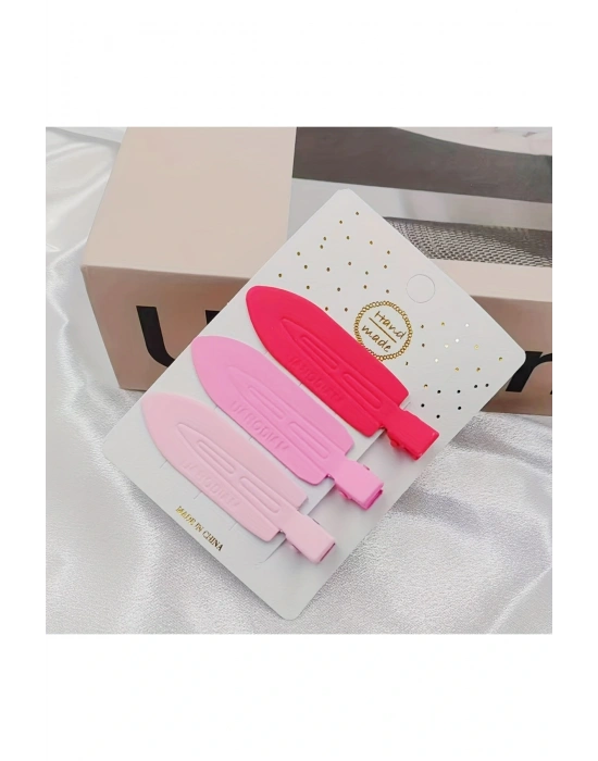 Kadın 3 Adet Renkli İz Yapmayan Saç Makyaj Cilt Bakımı Klips Toka Seti