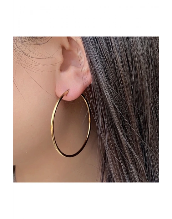 Kadın 5 cm Halka Model Küpe (Gold)