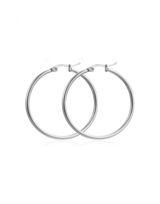 Kadın 5 cm Halka Model Küpe (Gümüş)