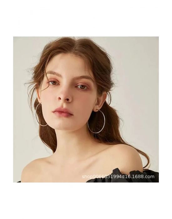 Kadın 5 cm Halka Model Küpe (Gümüş)