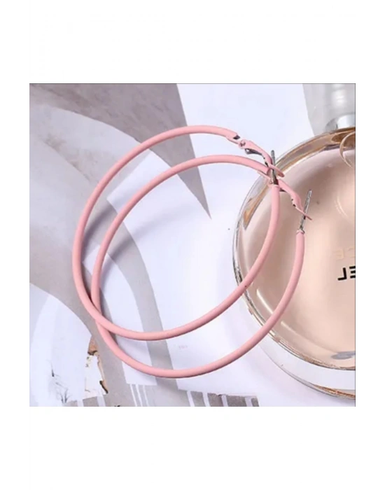 Kadın 5 cm Halka Model Küpe (Pembe)