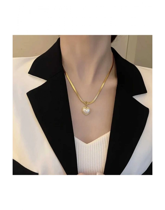 Kadın Gold Renk İnci Love Kolye (gold)