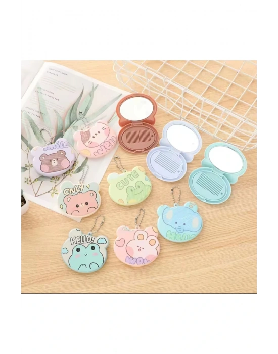 Katlanır Ayna Tarak Seti Ayna Taraklı Anahtarlık