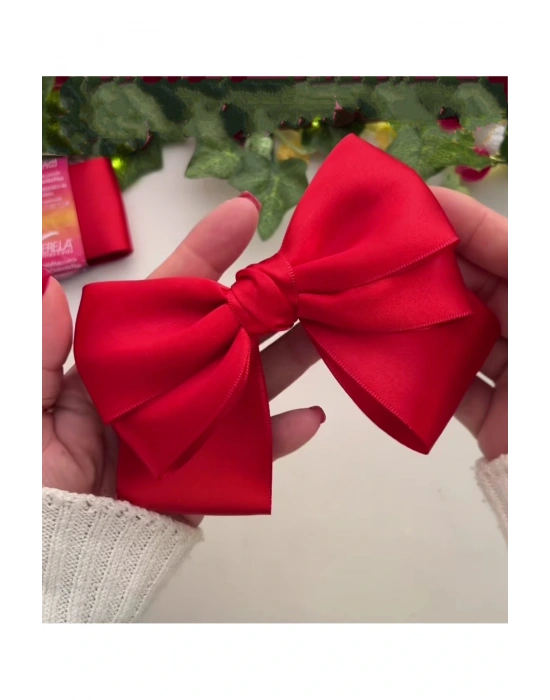 Otomatik Klipsli Kırmızı Saten Toka