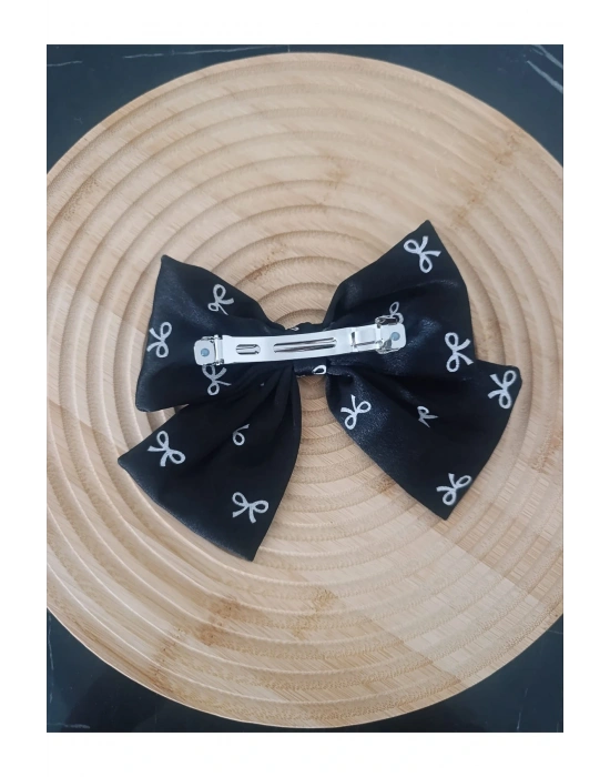 Saten Fiyonk Desenli Fransız Otomatik Klipsli Kumaş Toka