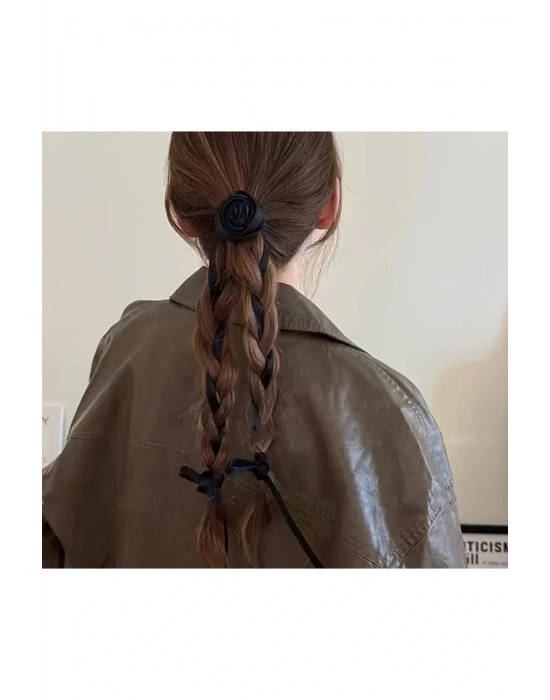 Saten Gül Bağlama Saç Tokası