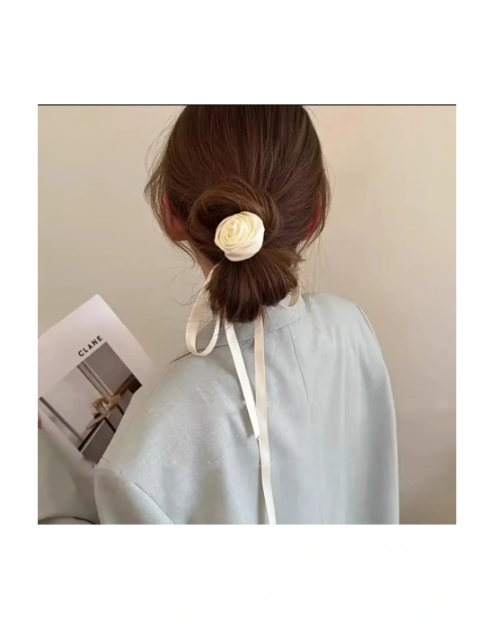 Saten Gül Bağlama Saç Tokası