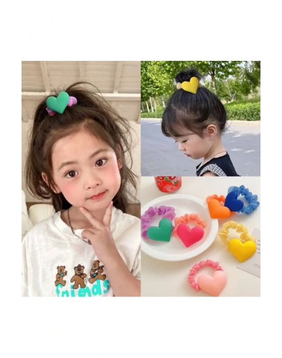 Silikon Kalp Model Scrunchie Çocuk Tokası 2 Adet