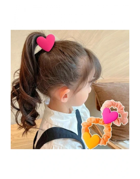 Silikon Kalp Model Scrunchie Çocuk Tokası 2 Adet