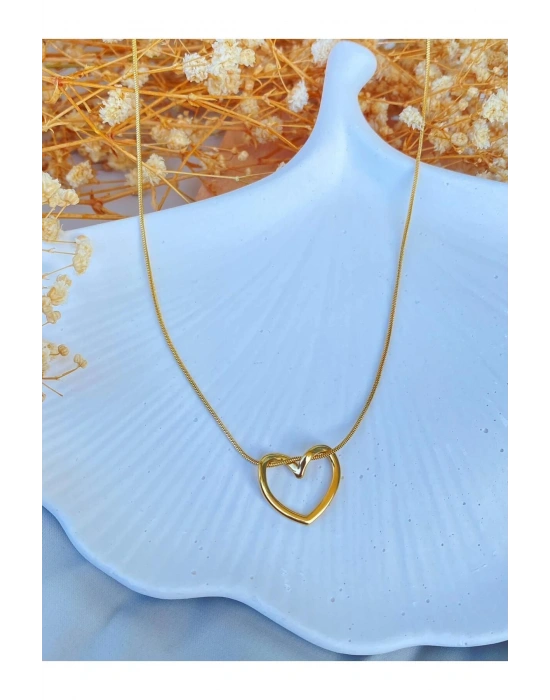 Trend Kalp Düğüm Kolye HEDİYE (gold)