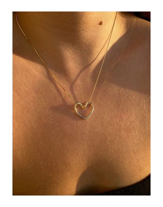 Trend Kalp Düğüm Kolye HEDİYE (gold)