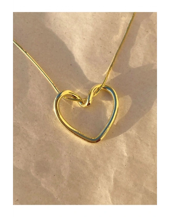 Trend Kalp Düğüm Kolye HEDİYE (gold)